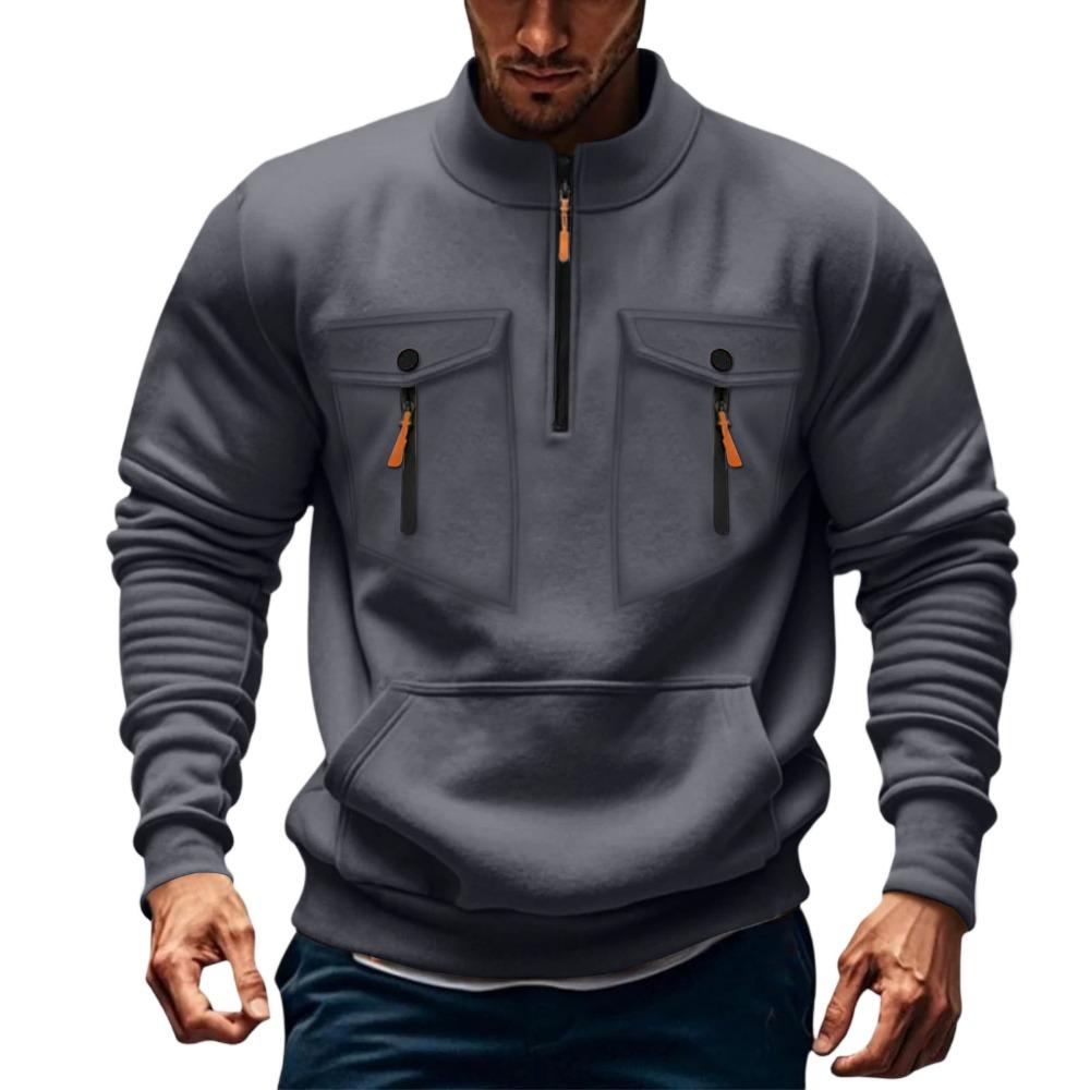 Autumn and Winter Men's Hoodie Zipper Hooded Sweatshirt Sports Casual Cardigan Jacket with Multiple Pockets Hooded