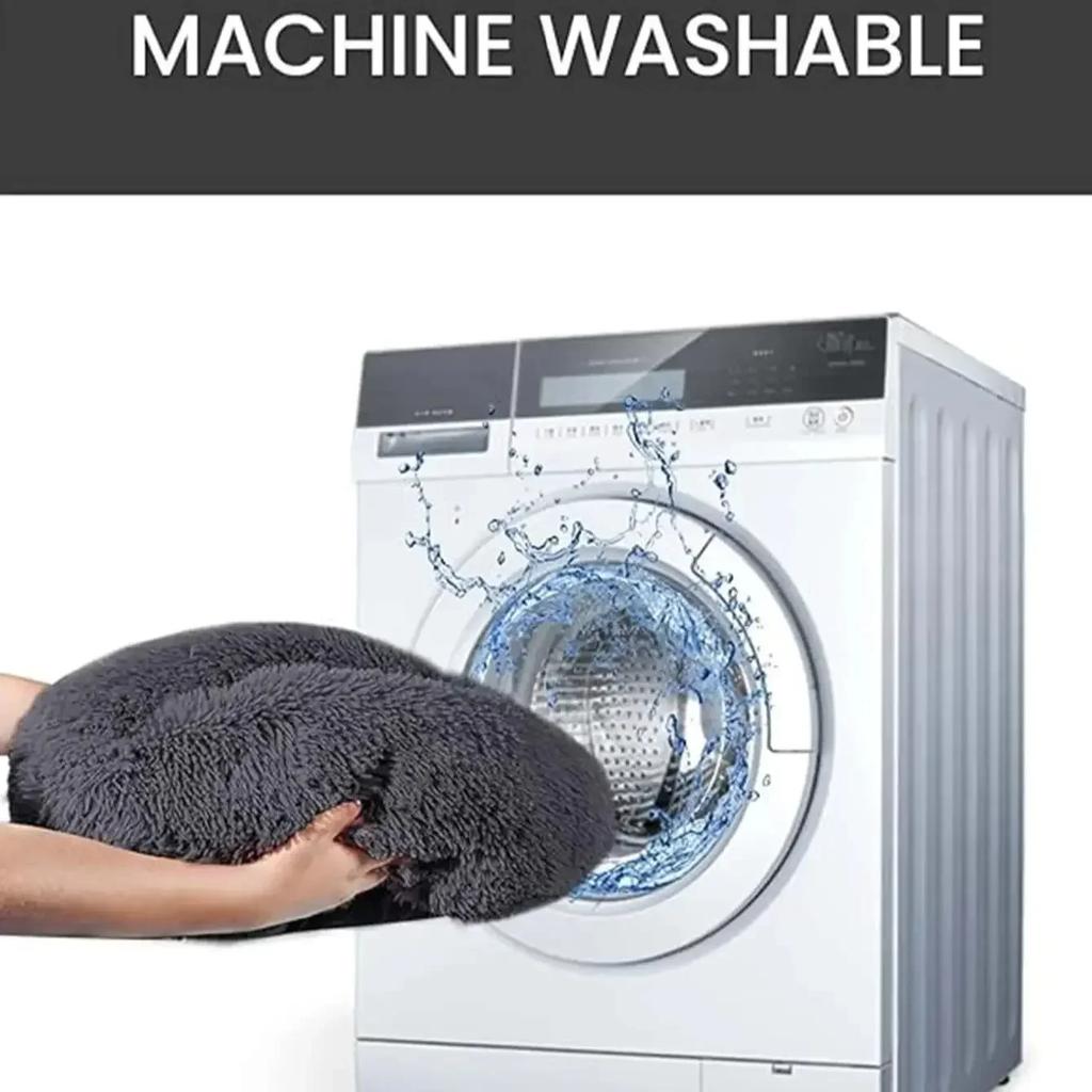 60cm Rundes Haustierbett für Großes Hundebett Superweiches Katzenbett Langer Plüsch Hundehaus für Mittelgroßes Hundehaus Winter Warm Schlafen
