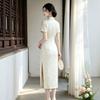 Retro new Chinese white national style cheongsam 1 temperament high-end atmospheric dress young and thin dress women