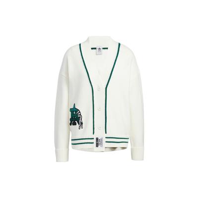 Originals Varsity Style V-Neck Knit Cardigan Off White Collegiate Green Women HS9522