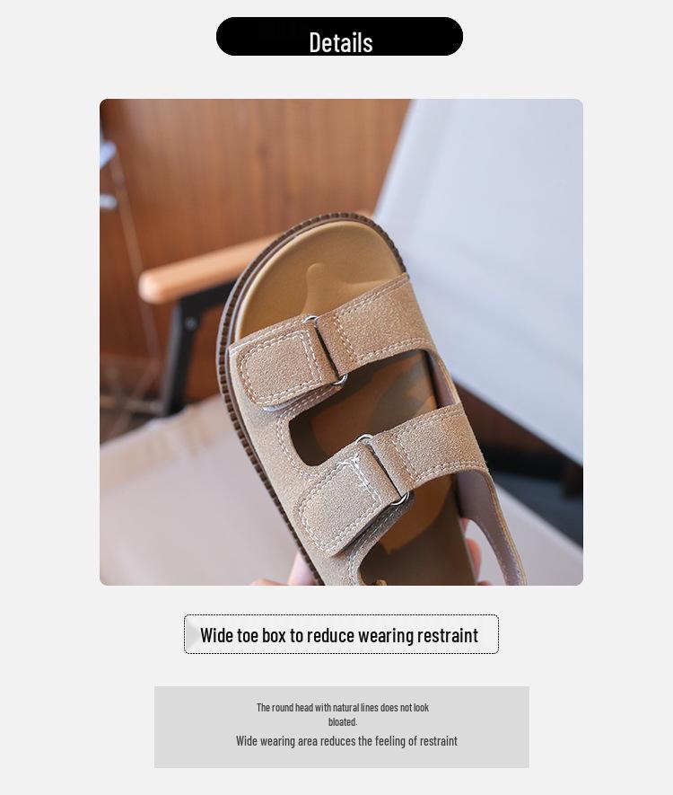 Kids' Matte Leather Birkenstock Sandals - Summer Beach & Sports Non-Slip Soft-Sole Shoes for Boys & Girls