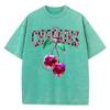 Crystal Cherries Washed TShirts Women Cotton Tees Fruit Letter Print Tops Oversize Distressed Short Sleeve Summer Woman Clothes