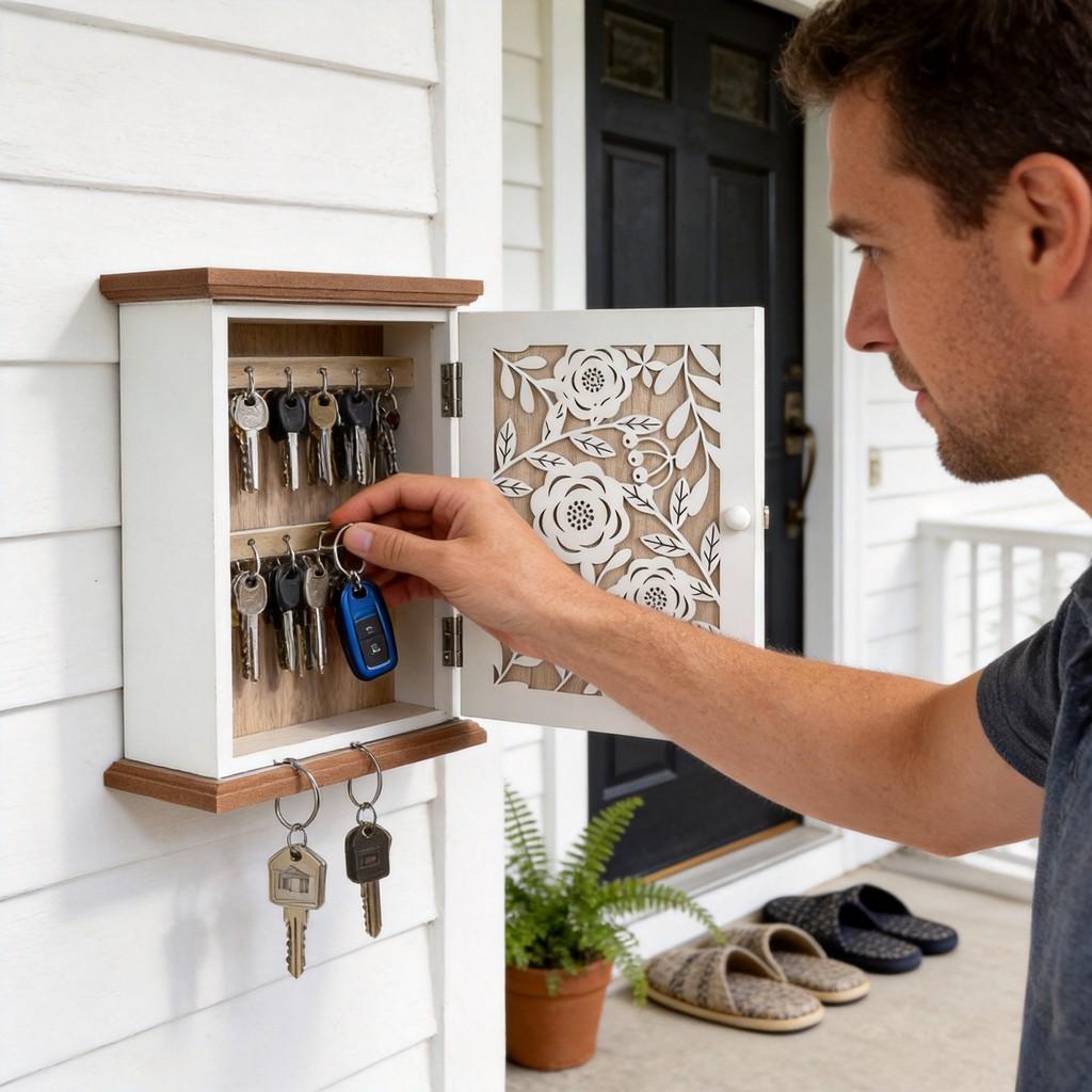 Organizzatore di Chiavi in Legno con Custodia Antipolvere per Decorazione di Casa e Auto