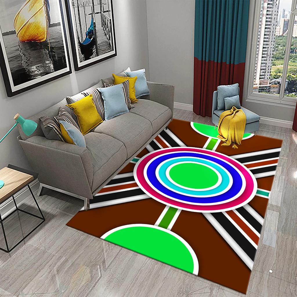 Colorful Lines Circle Geometry Texture Carpet for Bathroom Kitchen Entrance Doormats Anti-slip Rugs Bedroom Decor Floor Carpet