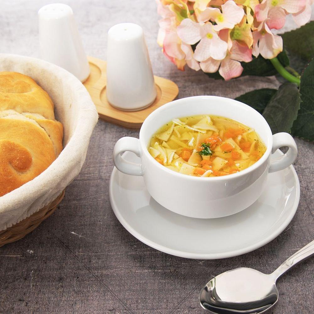 Bouillon Bowl White Bowl for Soup or Goulash with Handles 290 ml
