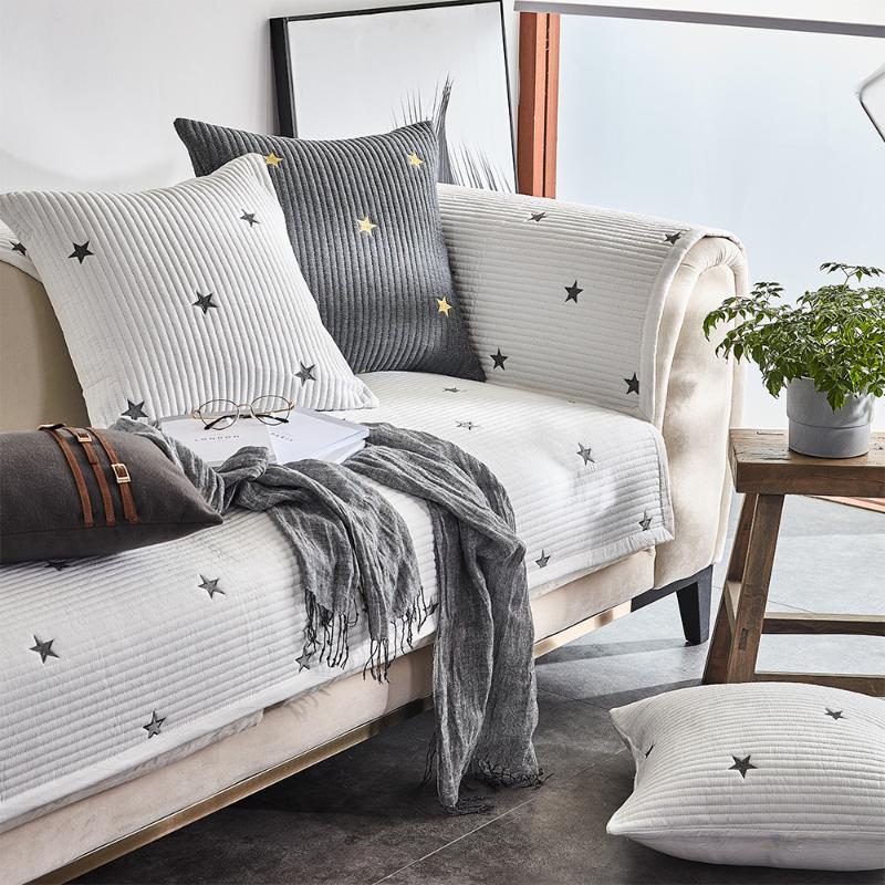New Sofa Mat Four Season Pure Cotton Star Pattern Anti Slip Cushion Sofa Cover Home Furnishings Living Room Universal Sofa Cover