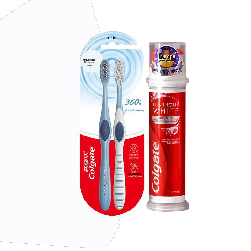 Набор зубной пасты и зубной щетки Colgate Dazzling White с помпой