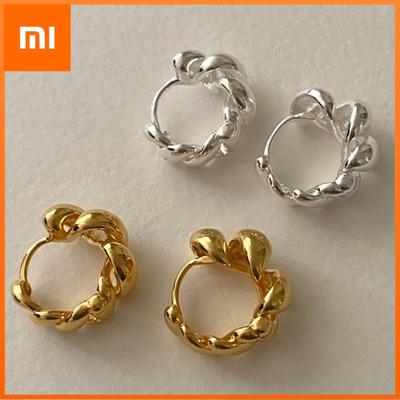 BF CLUB 925 Sterling Silver Earrings For Women Trendy Simple Twist Gold Earring Jewelry Prevent Allergy Party Accessories