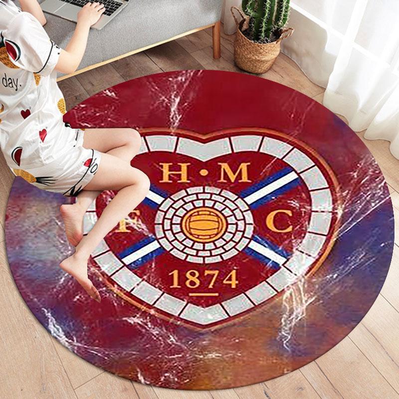 Heart of Midlothian Football Club Round Area Rug,Carpet Rug for Living Room Bedroom Sofa Playroom Decor,Non-slip Floor Mat