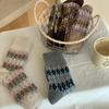 Little Red Book Thickened Warm Wool Socks For Children Piles Up Winter Diamond Lattice Nordic Style Socks