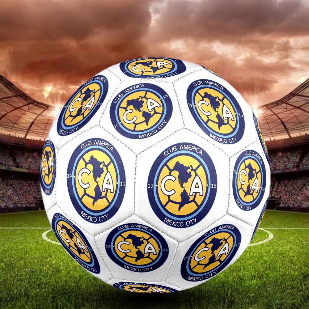 Club America Size 5 Soccer Ball, Machine-Stitched PVC, Durable & High Bounce, All Ages Fit, Fan Merchandise, Matches & Outdoor Use.