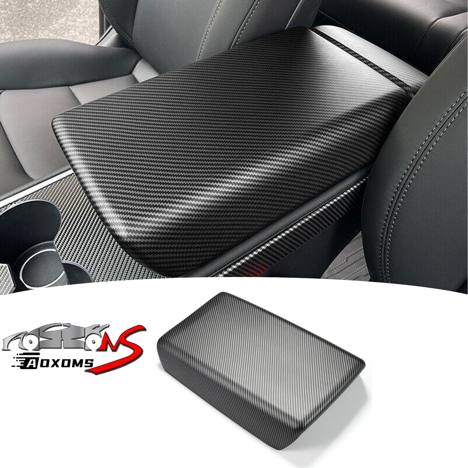 Matte Carbon Fiber Center Console Armrest Box Cover For 2017-23 Tesla Model 3 Y
