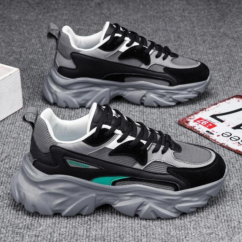 Fashion 2025 Men's Shoes Mesh Breathable Casual Shoes Lace Up Platform Sneakers Comfort Running Shoes for Men Trainer Tenis Masculino