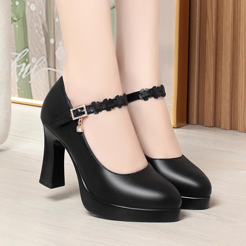 High Heels Platform Pumps 2025 Spring New Fashion High Heels Shoes Woman PU Leather Waterproof Shoes Femme Ladies Office Shoes