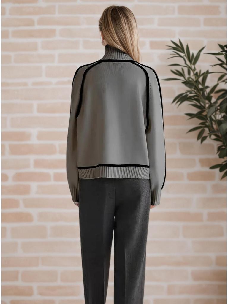 Herbst/Winter Gestreifter Schlankmachender Lässiger Lockerer Pullover Strickpullover