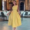 Rochie Maxi 2025 Fără Mâneci Croială Slim Plisată Culoare Solidă Gât Rotund
