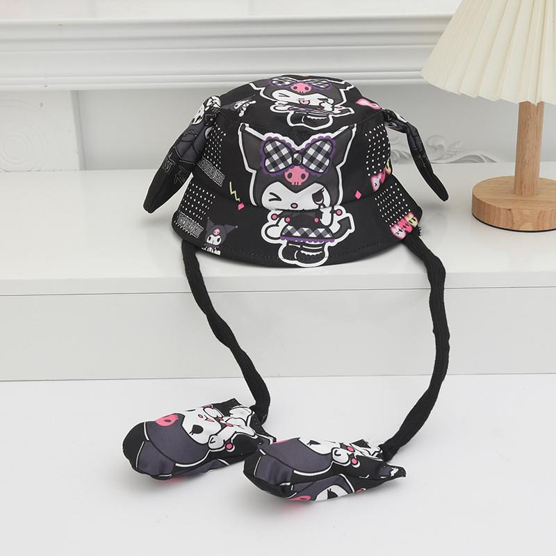 Cartoon Fisherman Hat For Kids With 3d Ears And Stitch Spider Man Print Design Summer Sun Protection Cotton Polyester