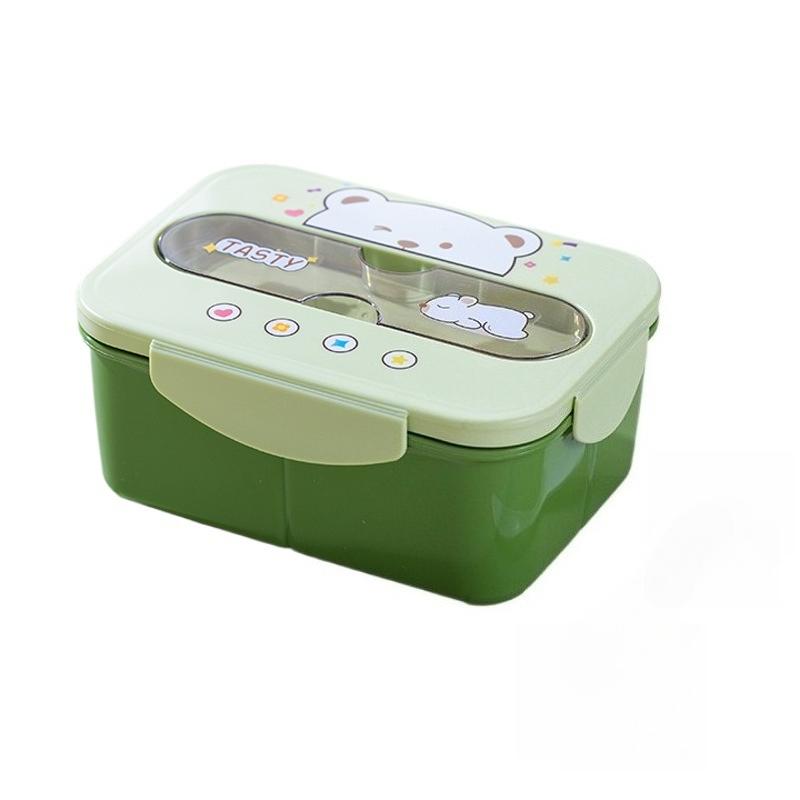 Plastic Lunch Box with Fork BPA Free Leakproof Food Container Microwavable Bento Box for School Office Outdoor Picnic 1200ml