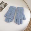 Solid Color Five-finger Mittens Dual-purpose Cycling Gloves Kawaii Knitted Gloves  Woman