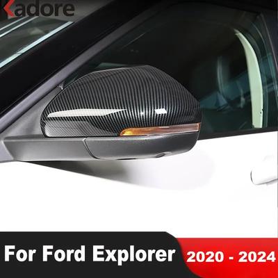 For Ford Explorer 2024 Carbon Rearview Mirror Cover Trim Side Wing Wing Mirrors Cap Covers Car Accessories