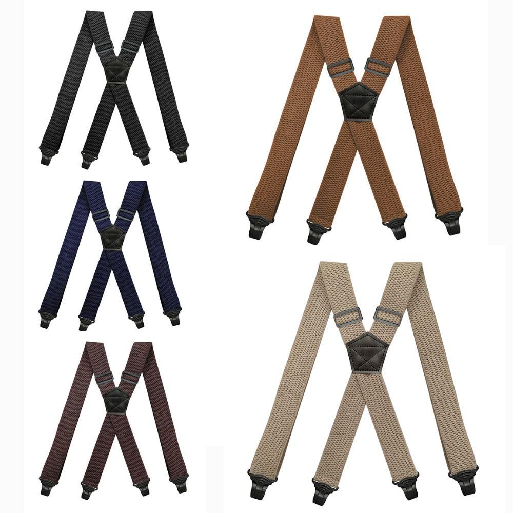 X Back 4 Clips Elastic Braces Vintage Trouser Straps Belt Fashion Braces Suspenders  Men Women