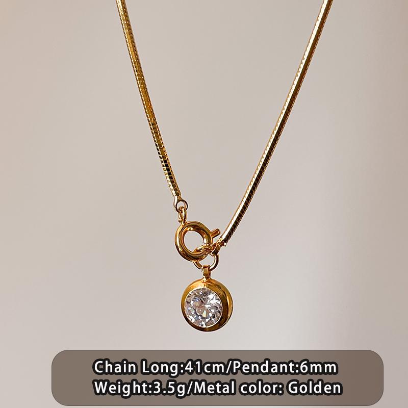 

Simple Gold Color Chain Circular Zircon Pendant Necklace Fashion Jewelry For Women s Sexy Collarbone Chain Trendy Accessories