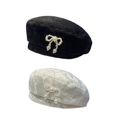 Soft and Comfortable Hat Princesses Beret Hat Bows Pattern Hat Luxurious Women Hat for Outdoor Enthusiast and Vacationer