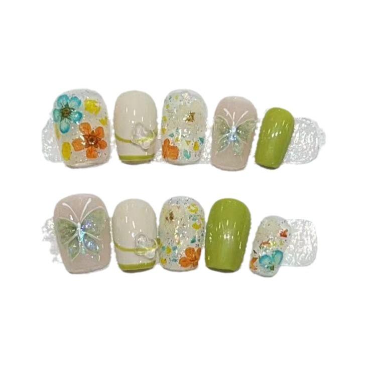 Wearing Armor, Handmade Short Armor Butterfly Fresh Manicure Products Can Be Removed and Reused