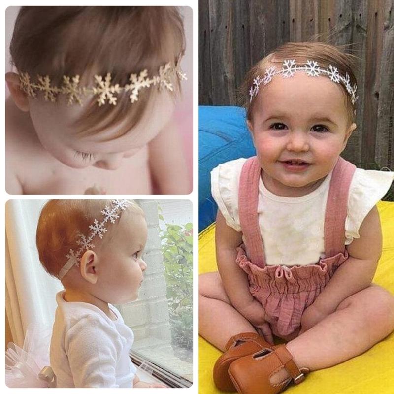 Cute Christmas Headbands with Snowflakes Pattern Trendy Elastic Headdress Lovely Hair Accessories for Baby Girls Gift