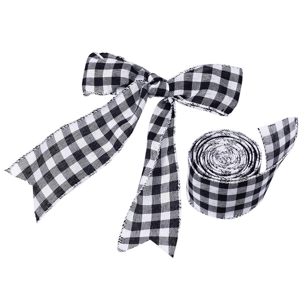Polyester Gingham Wrapping Ribbon Plaid Burlap Ribbon Christmas Crafts Decoration Braid