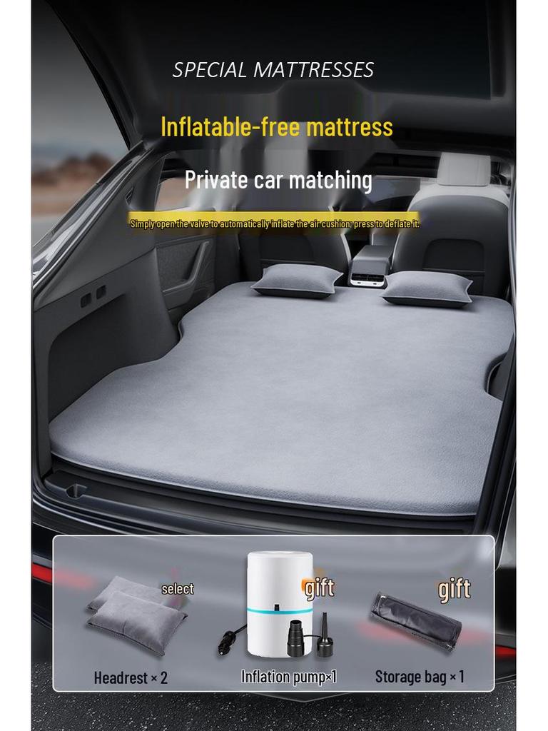 Blue Grid Rabbit Mattress: Compatible with Xiaomi SU7 for Car Trunk Sleeping and Rear Seat Bedding.