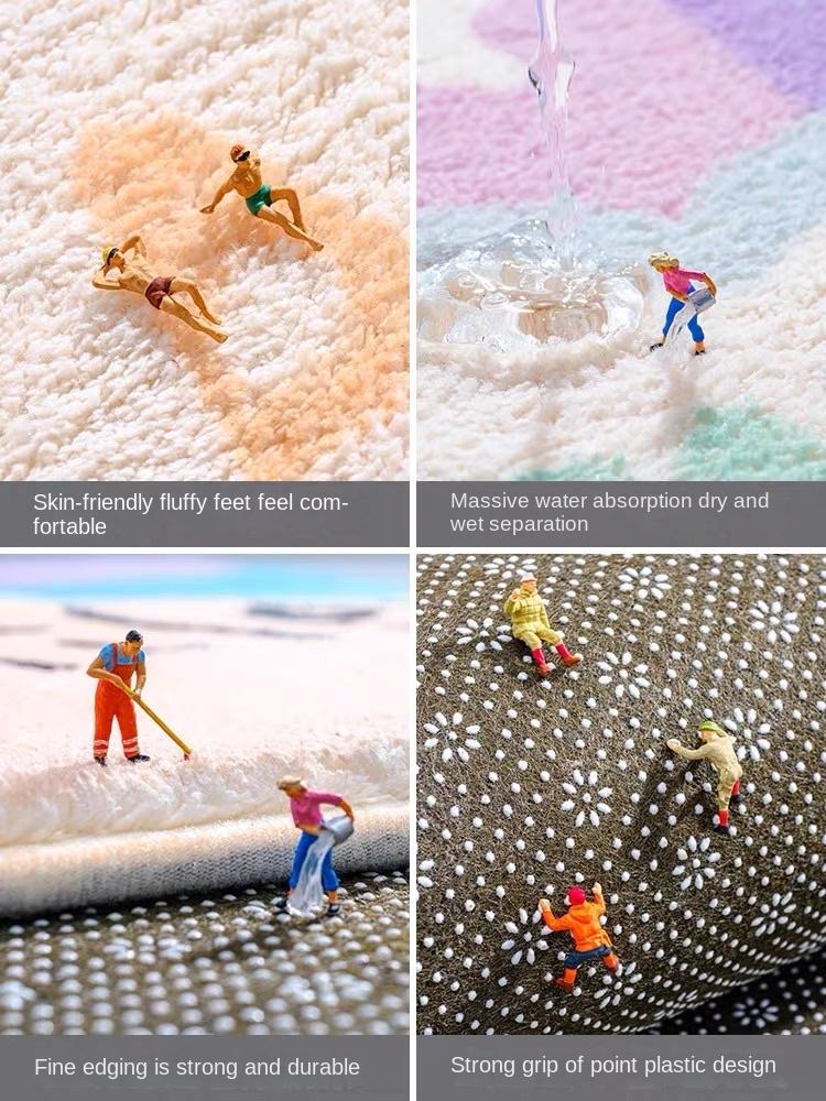 Rainbow Semi-Circular Imitation Cashmere Floor Mat Bathroom Door Suction Door Mat Toilet Cute Soft Non-Slip Foot Mat