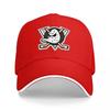 Anaheim Ducks NHL Hockey Team Logo Embroidered Black Baseball Cap with White Trim and Structured Design for Fans