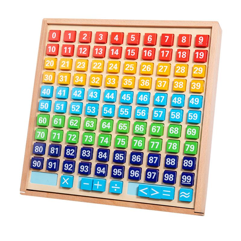 Montessori 1 až 100 Číselné operace Plus a Mínus Stovková tabulka Myšlení Učební pomůcka 3 v 1 Čínský znak Létající šachy Vzdělávací hračka