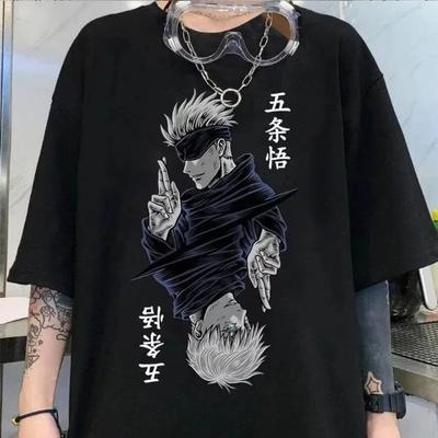 Japanese Hot Jujutsu Kaisen Satoru Gojo Anime Print T Shirt Mens Casual Streetwear Short Sleeve O-Neck Cotton T Shirt for Women