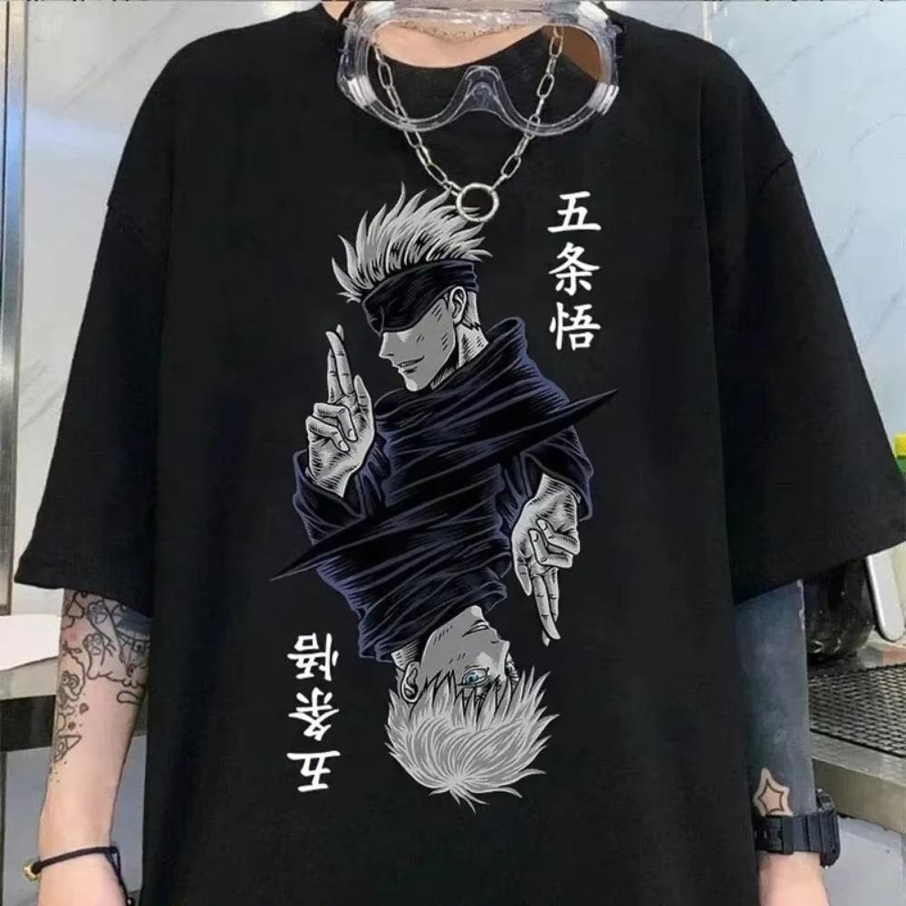Japansk Het Jujutsu Kaisen Satoru Gojo Anime Tryck T-shirt Herr Casual Streetwear Kortärmad Rundhalsad Bomulls-T-shirt för Kvinnor