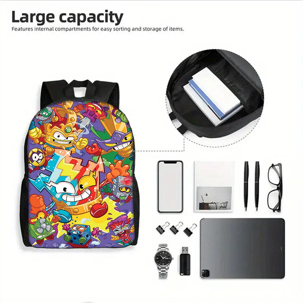 Cartoon toys Super Zings SuperThings Child School Backpack with Lunch Bags ,Pencil Bags ,School Bags for Boys Girls Best Gift