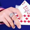 Punk Plated Poker Ring Adjustable Black Spades Open Ring Gothic Hip Hop Playing Card Spade Poker Ring Jewelry Gift
