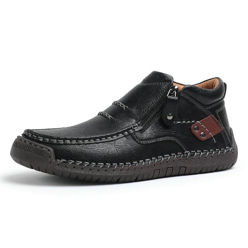 Large Size Men's Shoes Outdoor Leisure Pedal Flat-bottomed Hand-stitched Leather Shoes
