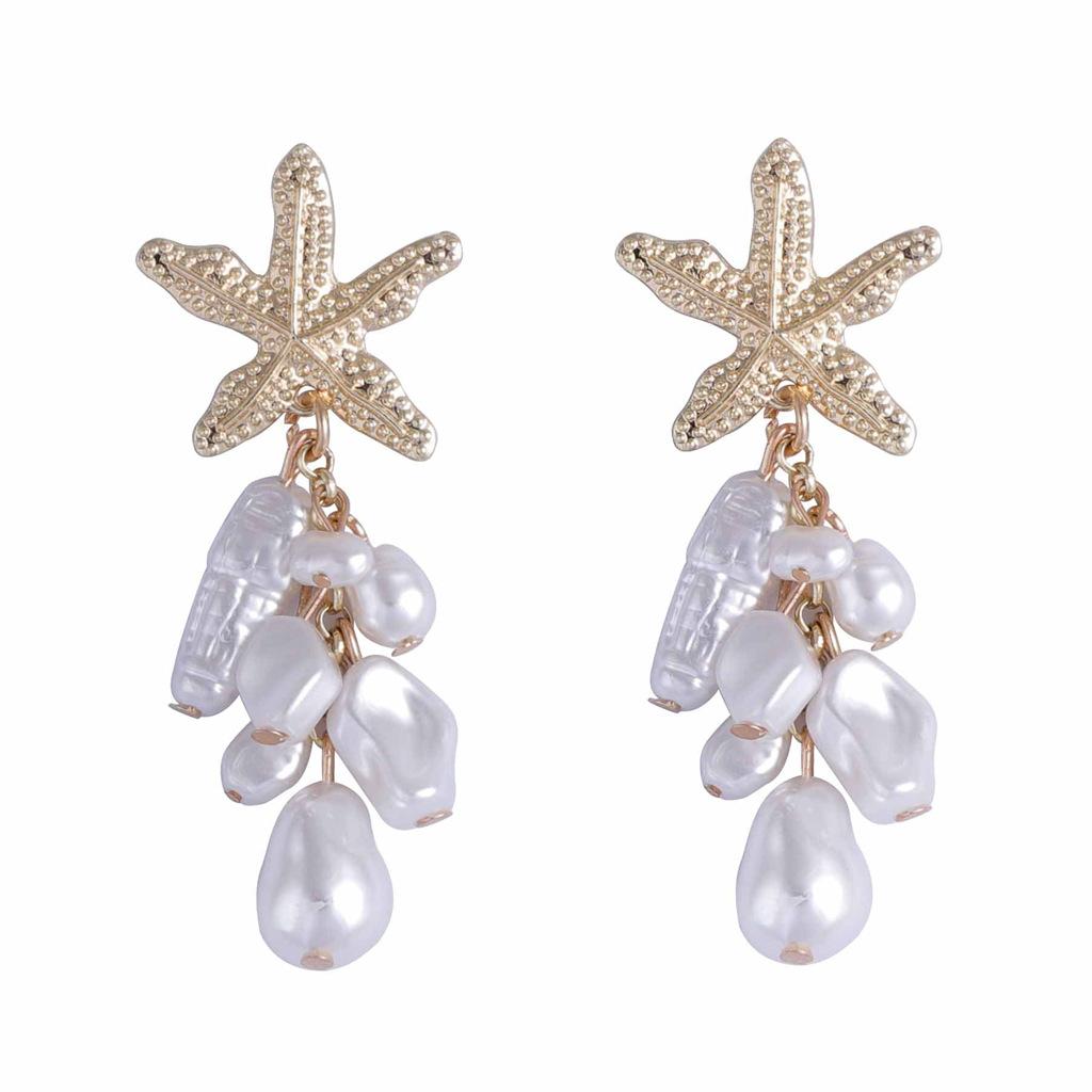 New Starfish Pearl Earrings for Women, Light Luxury Fashion, High-end Tassel Design, Unique and Versatile Earrings