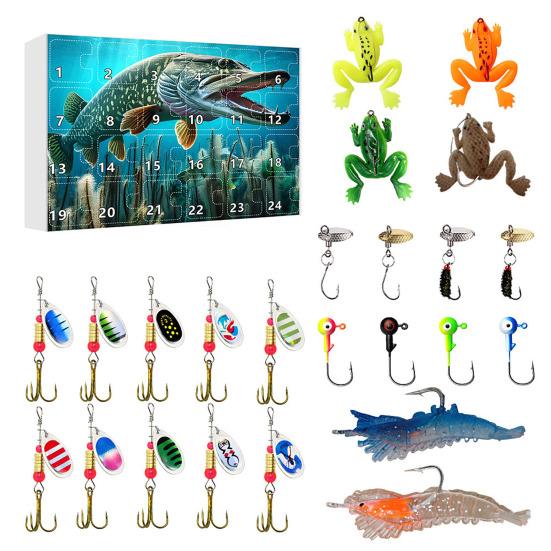 2025 Fishing Lure Advent Calendar 24-Day Countdown Box with Surprise Baits Holiday Countdown Decor Christmas Gift for Men Boys Anglers