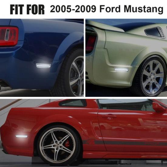 2Pcs Clear LED Side Marker Signal Light Cold White For 2005-2009 Ford Mustang