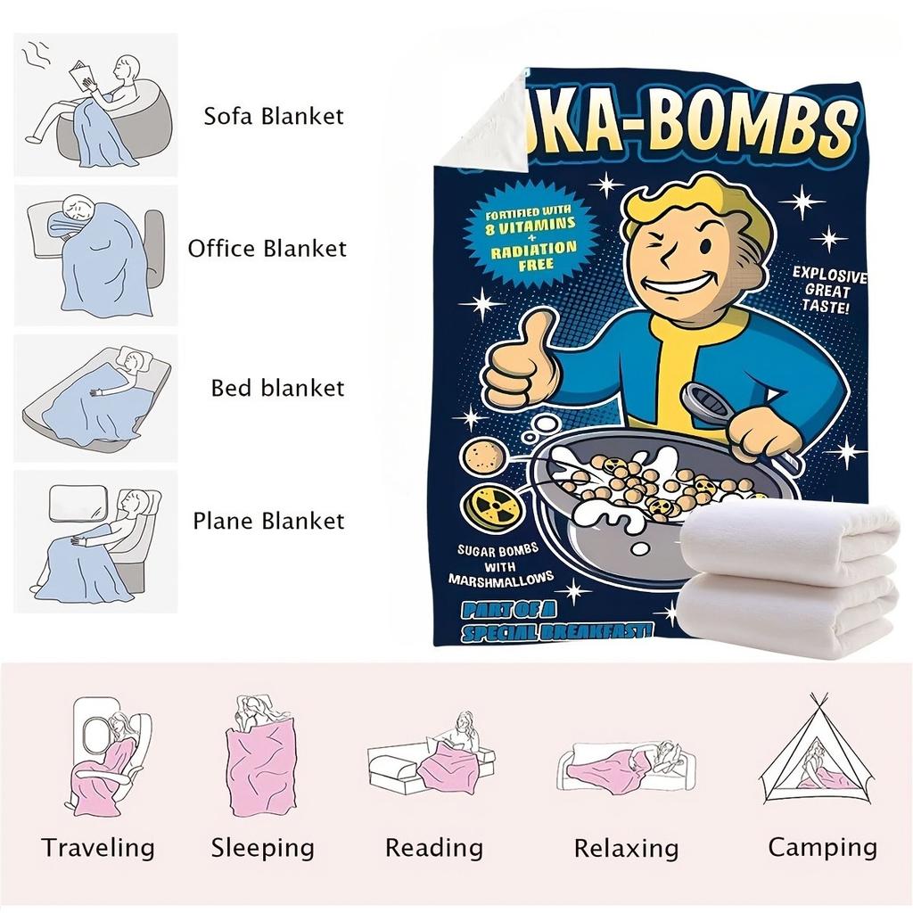 Nuka-Bombs Explosive Taste Ultra-Soft Cozy Blanket - Perfect for Winter Warmth and Comfort, Ideal Gift for Gaming Enthusiasts