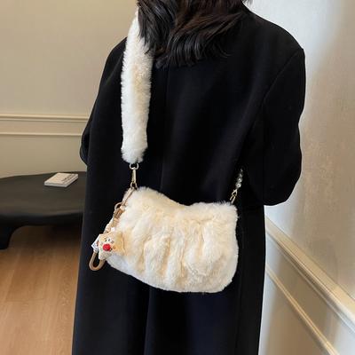 Imitation Rex Rabbit Plush Women's Bag New Autumn and Winter Niche Design Underarm Shoulder Bag Portable Plush Bag