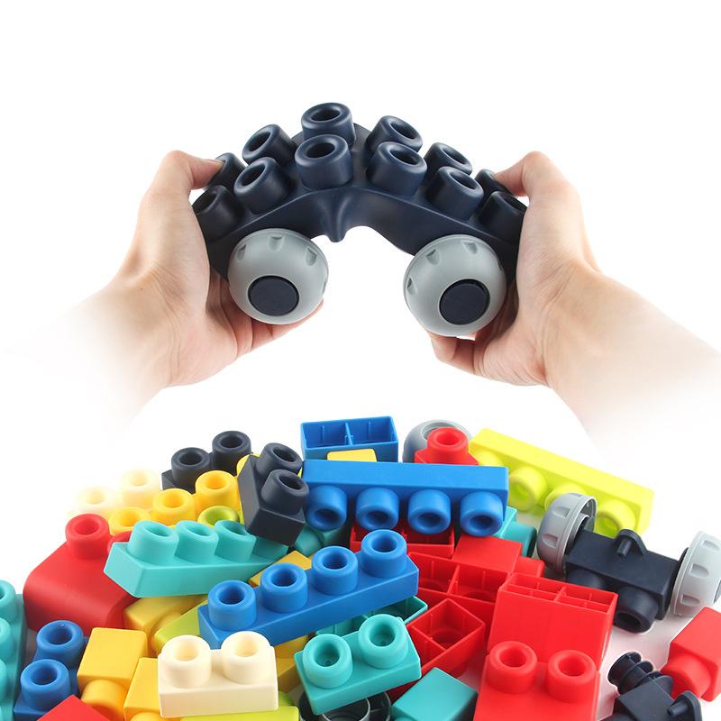 A Variety Of Diy Large Particles Assembled Soft Rubber Building Block Boy Gifts Baby Science And Education Educational Toys