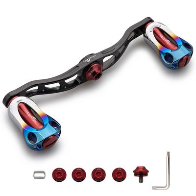 HEIGHTEN Reel Handle with 22mm Knob for Abu Universal Baitcasting Reels Aurora Series Black Wine 88/90/105/115mm Shimano, Daiwa, (105mm - & Red) (227)