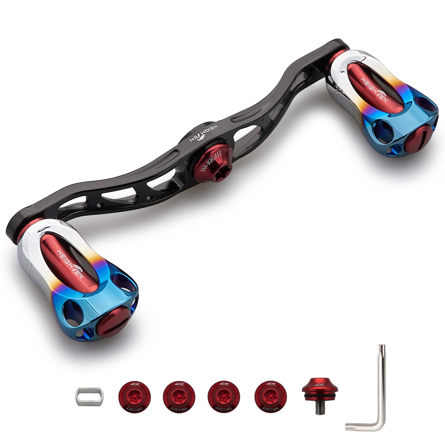 

HEIGHTEN Рукоятка катушки с 22-мм кнобом для универсальных мультипликаторных катушек Abu серии Aurora, черно-винная, 88/90/105/115 мм, Shimano, Daiwa, (105мм - & Красный) (227)