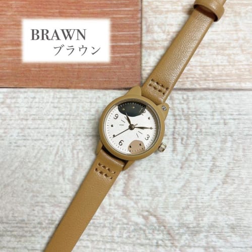 Follow (Follow) Watches Follow Catmint Cat Case Watch H01023S-1 BR Women's Brown