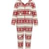 Women's Plus Size Hooded Snowflake Christmas Pajamas - Zippered, Pom-Poms, Thick, and Cozy