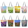 Fashion Floral Print Handbags High Capacity Women Office Totes Casual Shopping Bags Plant Graphic Travel Portable Beach Bags Multi Functional Tote Bag